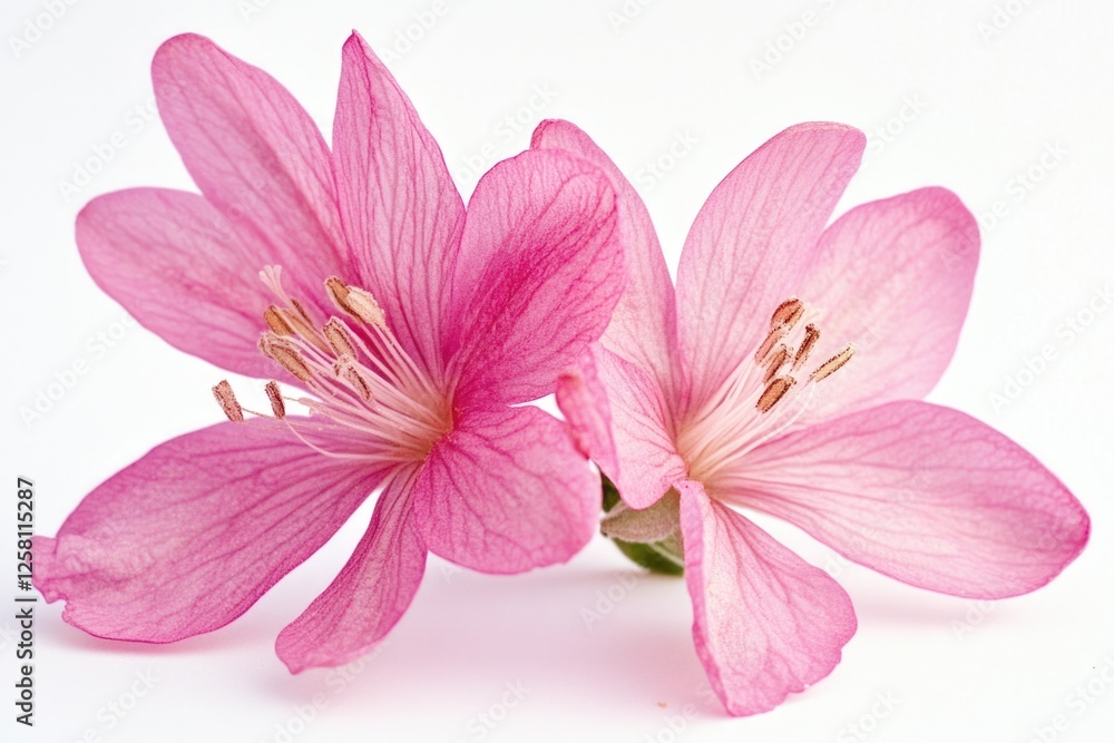 Soft, delicate pink cherry blossoms in full bloom against a white background. The flowers are fresh and vivid with their petals unfurling beautifully. Soft, delicate pink cherry blossoms in full bloom against a white background. The flowers are fresh and vivid with their petals unfurling beautifully.