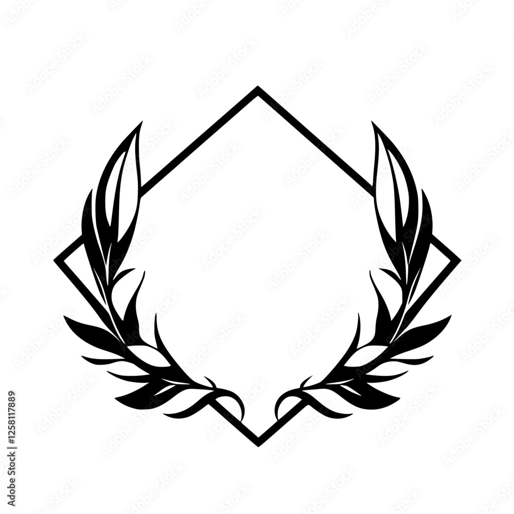 Black-and-White Diamond Shape Frame with Branches Black-and-White Diamond Shape Frame with Branches