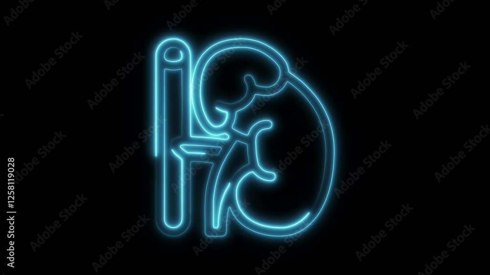 Glowing neon adrenal gland icon isolated on black background. HD Video motion graphic animation Glowing neon adrenal gland icon isolated on black background. HD Video motion graphic animation