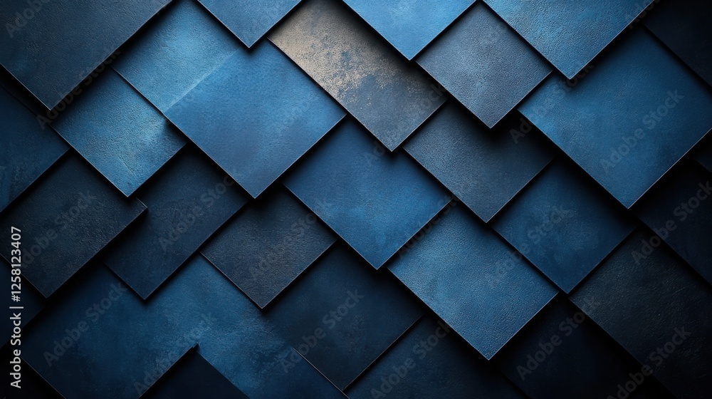 Naklejka premium Minimalist abstract shapes wallpaper on a Blue background. Banner template with white space for text, ideal for modern and professional design uses.