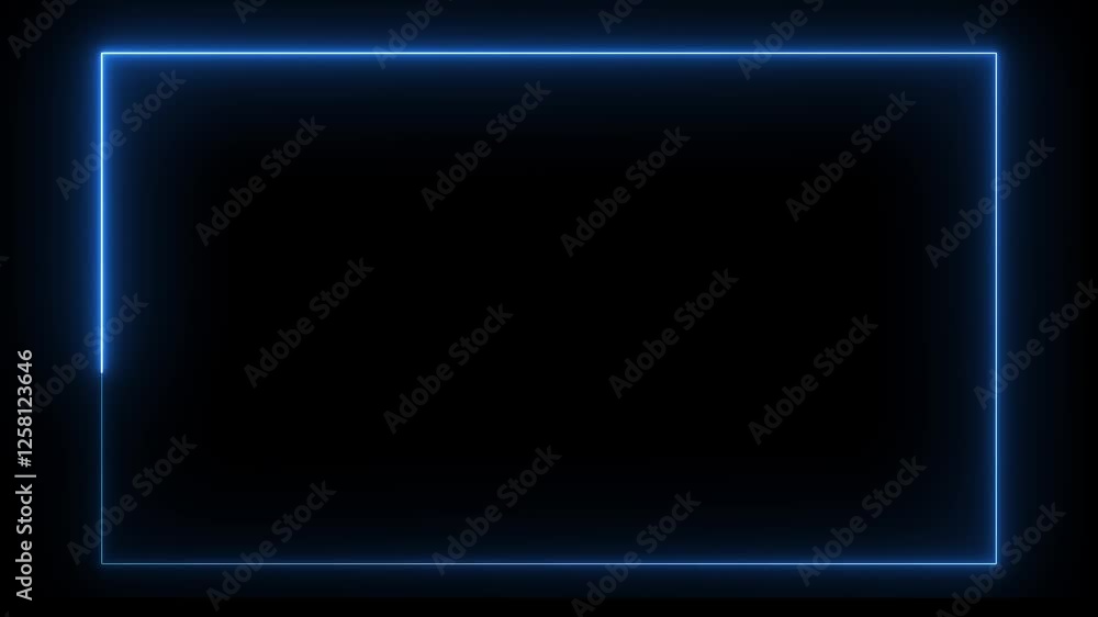 rectangle picture frame icon animation neon glowing blue color retro shape round display box rotation cover photo movement on black background rectangle picture frame icon animation neon glowing blue color retro shape round display box rotation cover photo movement on black background