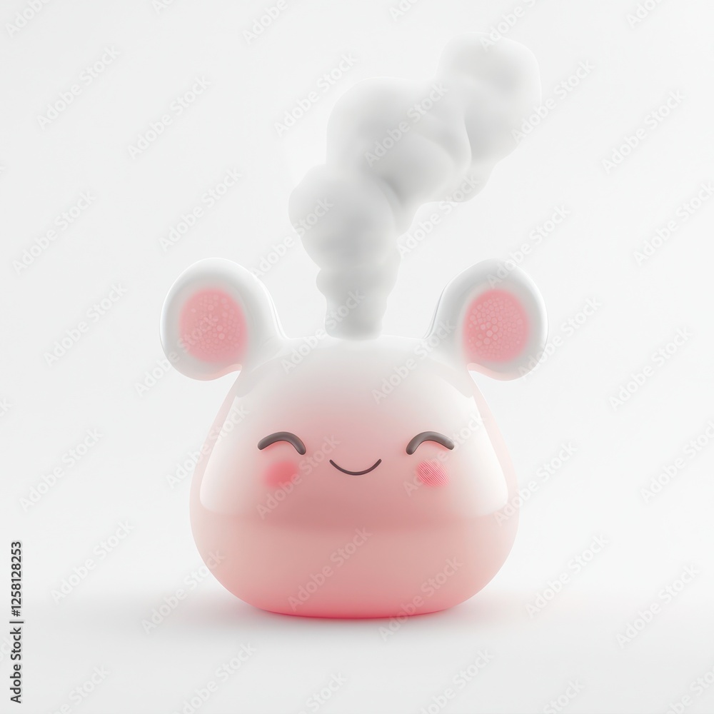 cute marshmallow bunny, kawaii, soft pastel colors, round shape, steam rising, blushing cheeks, minimalist, white background, 3D render, smooth texture, adorable, chibi style, gentle gradient, playful cute marshmallow bunny, kawaii, soft pastel colors, round shape, steam rising, blushing cheeks, minimalist, white background, 3D render, smooth texture, adorable, chibi style, gentle gradient, playful