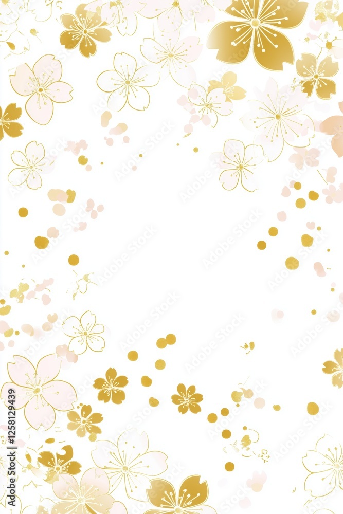 Golden flowers pattern japanese style art background decorative wallpaper Golden flowers pattern japanese style art background decorative wallpaper