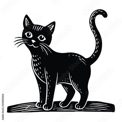 The cat should be standing on its hind legs or perched on a surface 