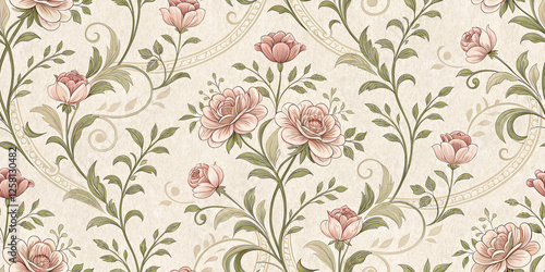 Wallpaper Mural seamless pattern with flowers Torontodigital.ca