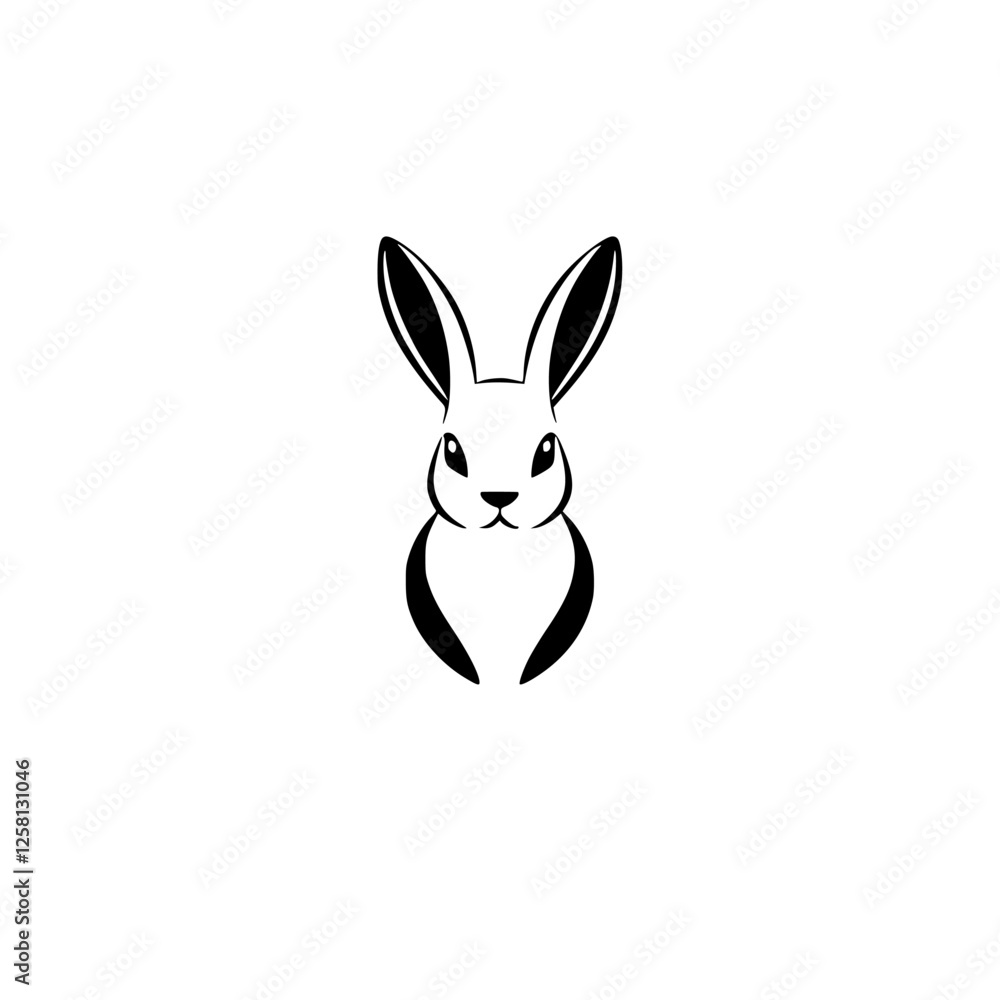 Obraz premium Minimalist Illustration of a Rabbit Silhouette