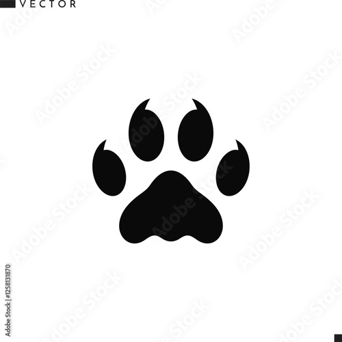 Leopard paw print icon. Panther paw print vector