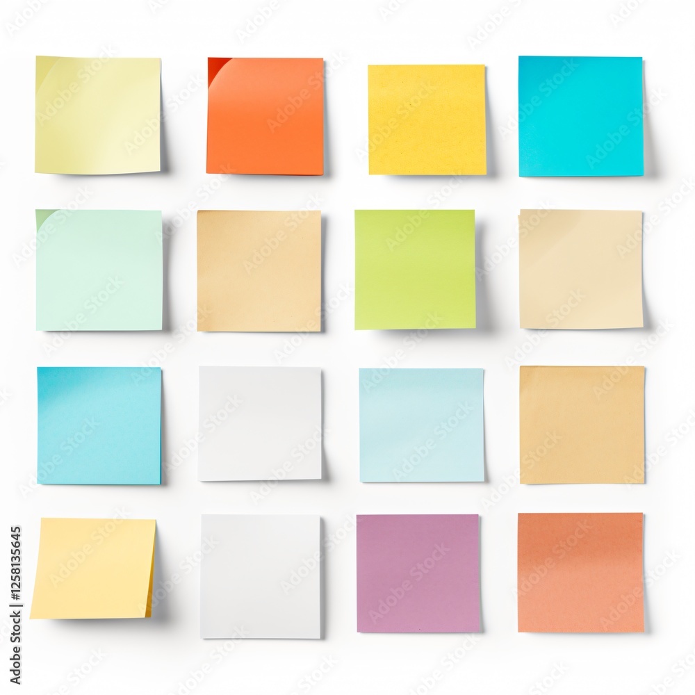 Assorted Note Paper Isolated on White Background Assorted Note Paper Isolated on White Background