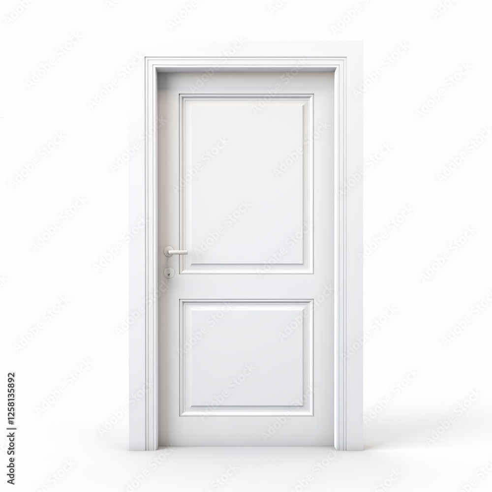 White Door Isolated on Transparent Background White Door Isolated on Transparent Background