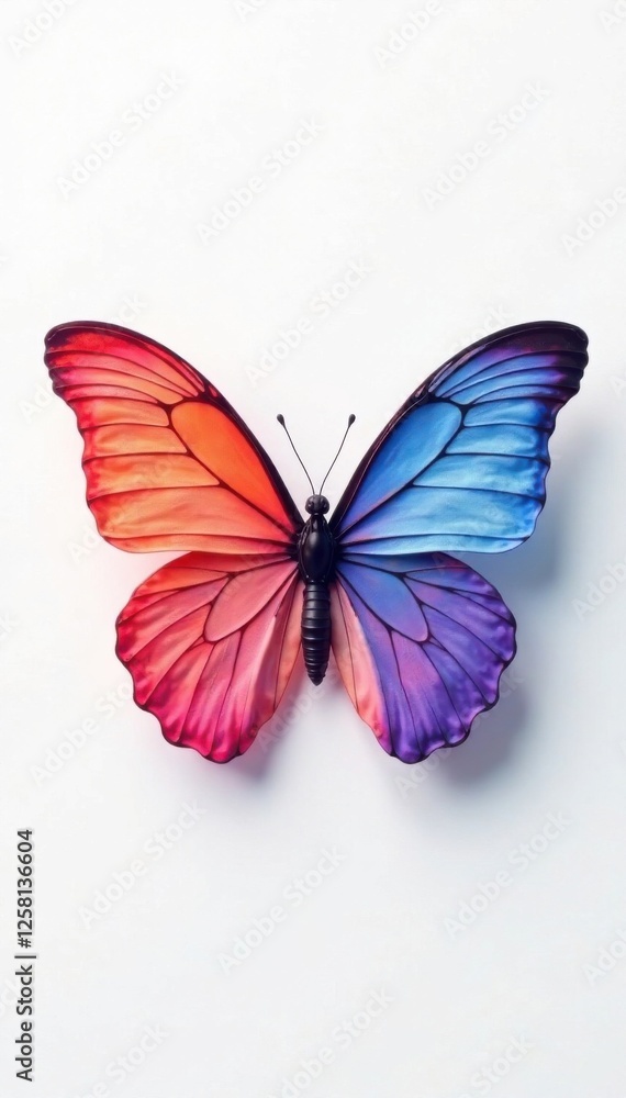 Abstracted flying butterfly shape isolated on white background with soft focus and gradient colors, butterflies, abstract, white Abstracted flying butterfly shape isolated on white background with soft focus and gradient colors, butterflies, abstract, white