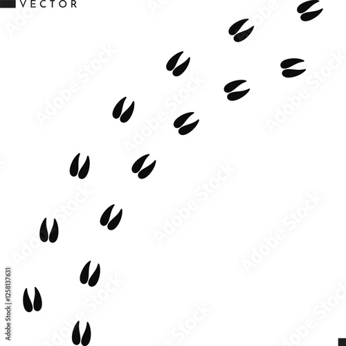 Deer footprint silhouette. Wild animal track