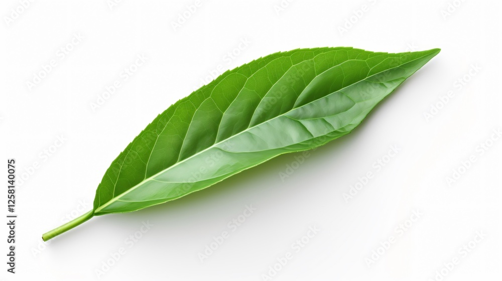 Obraz premium Isolated Green Tea Leaf on White Background