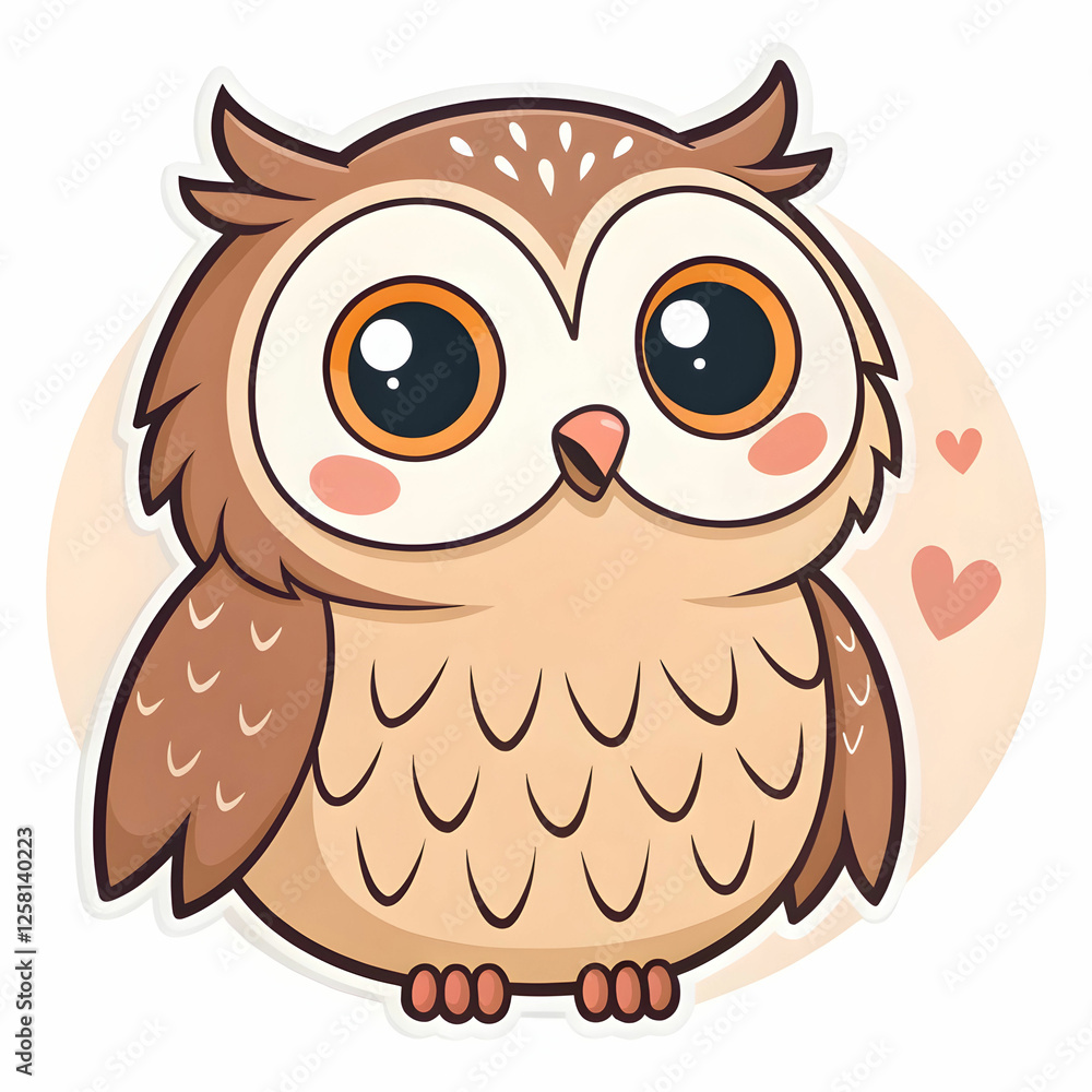 a cute owl cartoon animal sticker vector illustrate