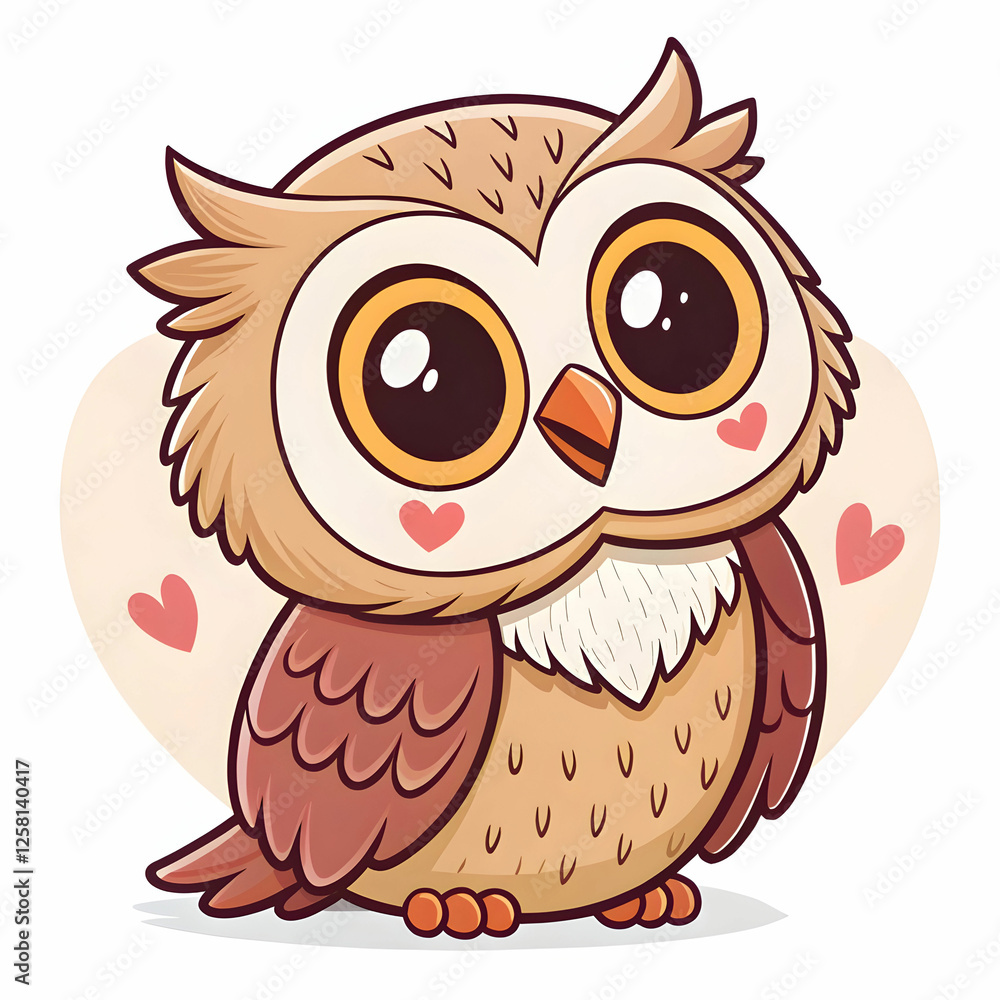 Obraz premium a cute owl cartoon animal sticker vector illustrate