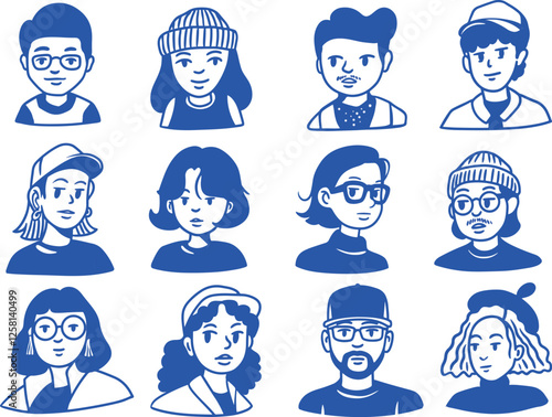 people avatar hand draw minimalist vector