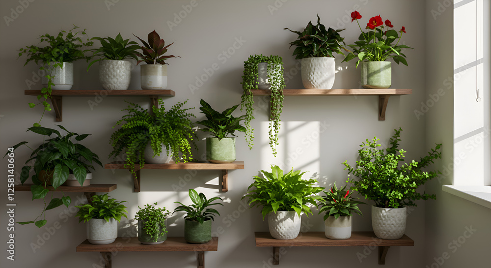 Stylish and Perfectly Arranged Greenery on Shelves for Home Aesthetics Stylish and Perfectly Arranged Greenery on Shelves for Home Aesthetics