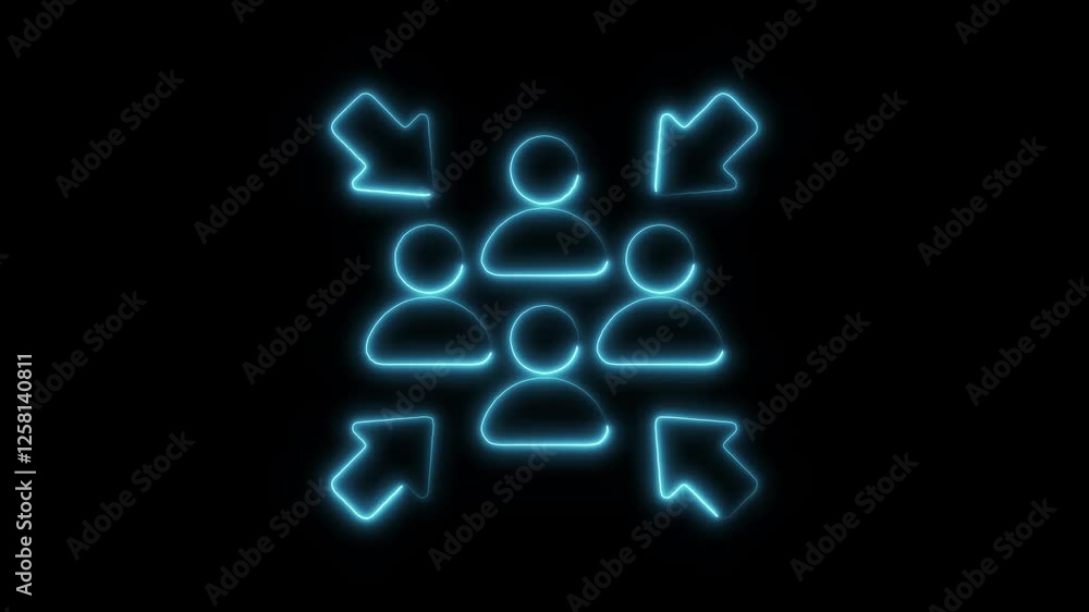 Glowing neon assembly point icon isolated on black background. HD Video motion graphic animation Glowing neon assembly point icon isolated on black background. HD Video motion graphic animation