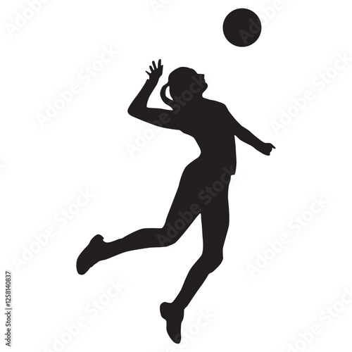 Silhouette of a Woman Playing Volleyball
