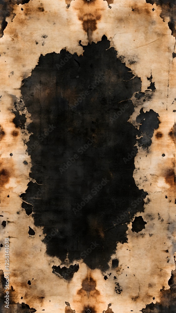 A dark grunge background image features a black, cracked texture framed by a burnt, goldtoned border. The cracks are thin and spread across the surface, creating an abstract design.