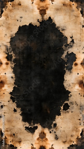 Obraz na płótnie A dark grunge background image features a black, cracked texture framed by a burnt, goldtoned border. The cracks are thin and spread across the surface, creating an abstract design. w salonie