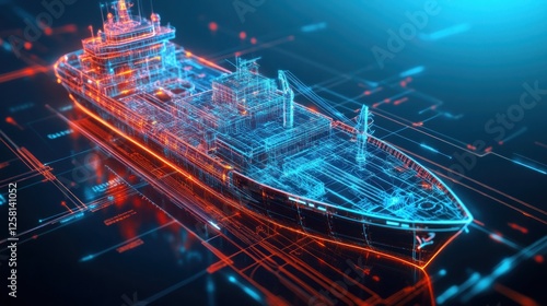 Digital Ship Design: A Wireframe Model of a Cargo Vessel