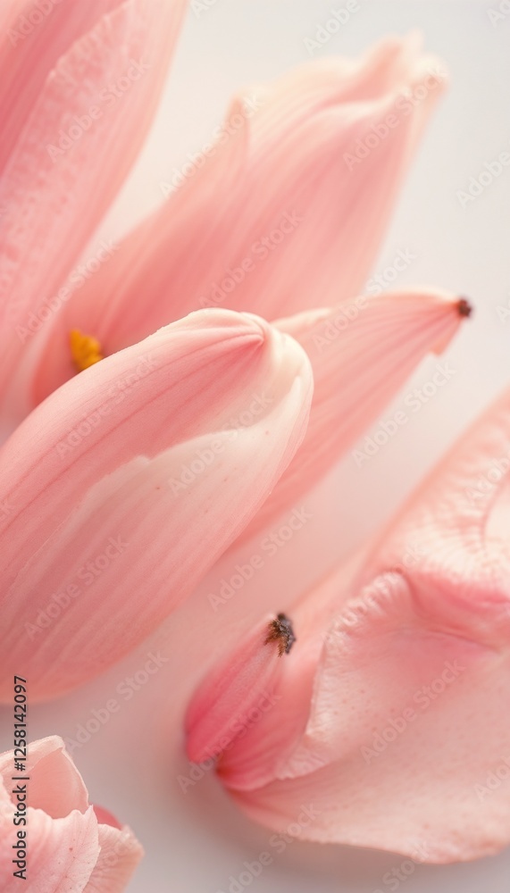 close-up of delicate pink flower petals arranged artistically on a light background close-up of delicate pink flower petals arranged artistically on a light background