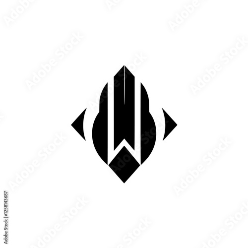 Geometric logo design featuring a bold black letter "W" inside a stylish, diamond-shaped composition with a clean, minimalist style.