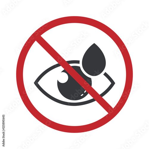 Isolated prohibition sign : drop water on eyeball, eye medic sign, danger hard medicine icon