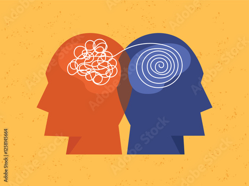 Humans head silhouette psycho therapy concept, Psychological help and psycho therapy for mental health