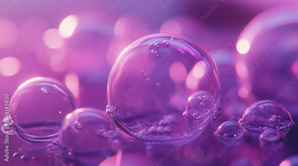 A macro shot of floating air bubbles in a transparent gel-like fluid, illuminated by deep pink neon lights, creating a soft and ethereal atmosphere. 4K ultra-realistic photograph A macro shot of floating air bubbles in a transparent gel-like fluid, illuminated by deep pink neon lights, creating a soft and ethereal atmosphere. 4K ultra-realistic photograph
