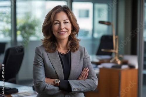 Free Download A businesswoman standing in an office, with a confident smile on her face. - GFXLoad