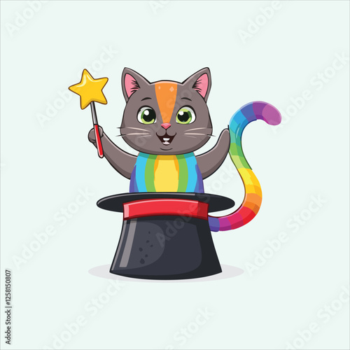 cat conjuring a rainbow-colored magic spell