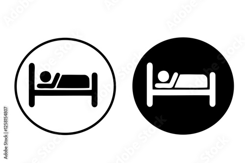 Hotel single vector flats icons. Person in bed vector icons