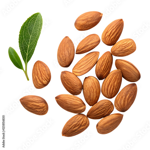 Wallpaper Mural Natural Almonds with Green Leaf Isolated on transparent Background Torontodigital.ca