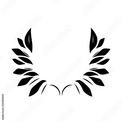 Laurel leaves, black leaves, black floral emblem, isolated on white background, vector.