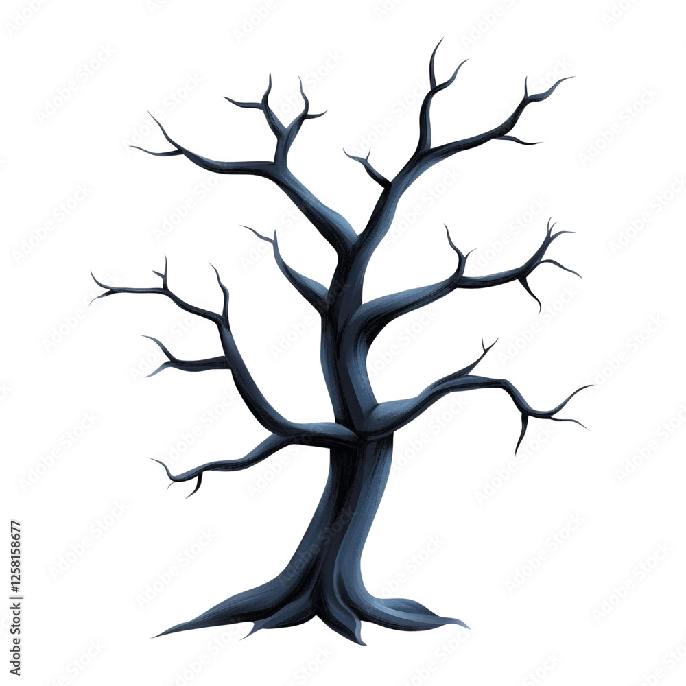 Dark, twisted tree silhouette on a white isolated background. Dark, twisted tree silhouette on a white isolated background.