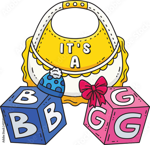 Baby Shower Its A, B or G Cartoon Colored Clipart  photo