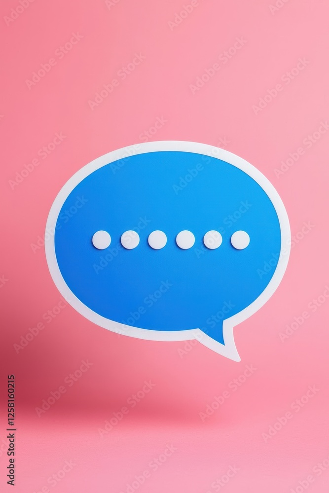 Stylish blue speech bubble on pink background, perfect for communication, dialogue, or social media themes. Stylish blue speech bubble on pink background, perfect for communication, dialogue, or social media themes.