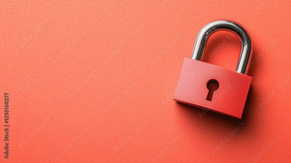A red padlock on a vibrant orange background, symbolizing security and protection. Ideal for concepts of safety and privacy. A red padlock on a vibrant orange background, symbolizing security and protection. Ideal for concepts of safety and privacy.