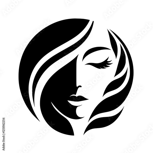 The Black and White Half-Face of a Woman, a beauty mark design, illustration with a circle shape.