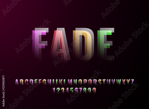 modern colorful glass faded text effect alphabet