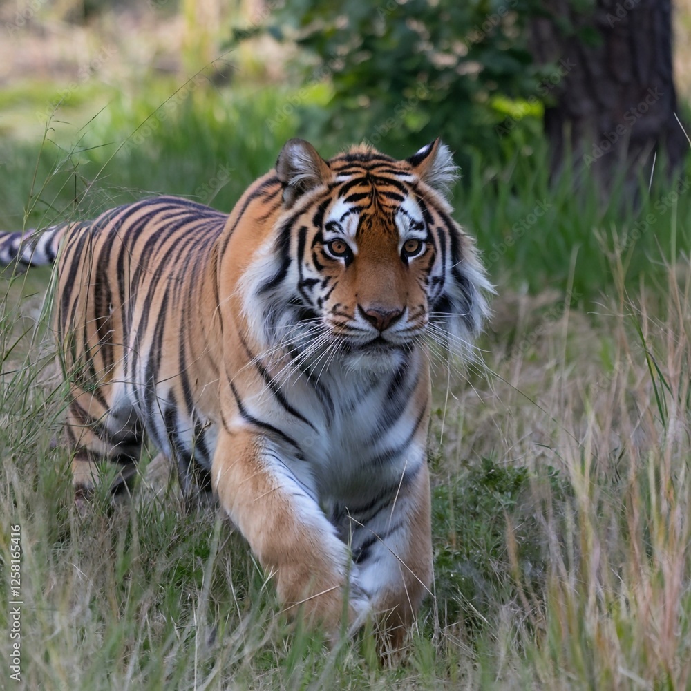 Fototapeta premium Ein wilder Tiger auf der Jagd