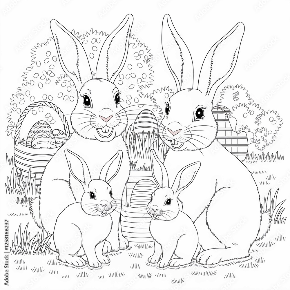 Fototapeta premium Osterhasen Zeichnung zum Ausmalen