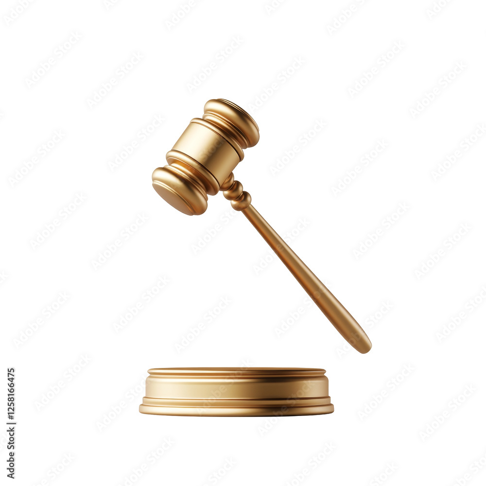 Shiny golden gavel with block symbolizing justice and authority in legal proceedings Shiny golden gavel with block symbolizing justice and authority in legal proceedings