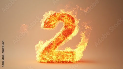 fiery number two burning number 2 flaming digit two inferno numb