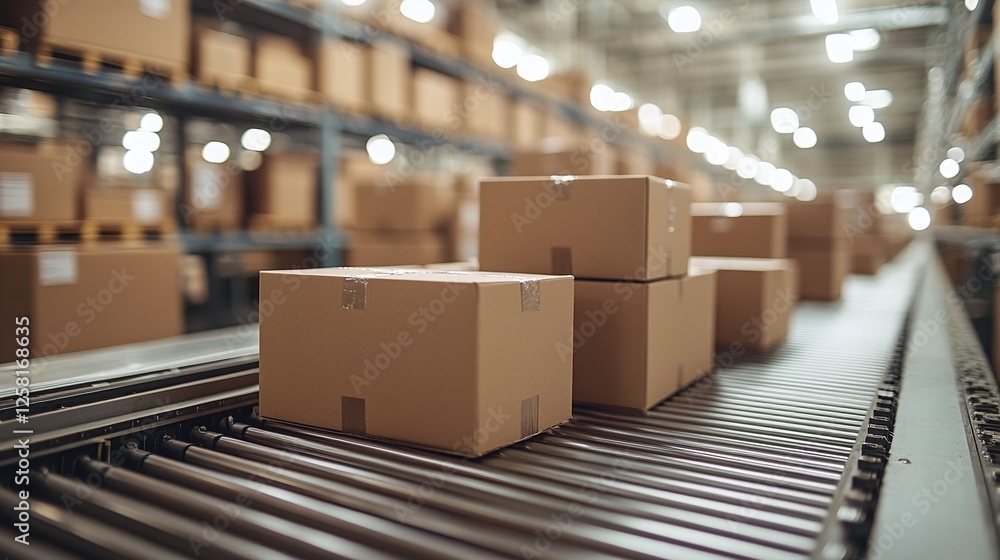 packaging line, delivery, sorting of cardboard boxes, global logistics, packaging line, delivery, sorting of cardboard boxes, global logistics,