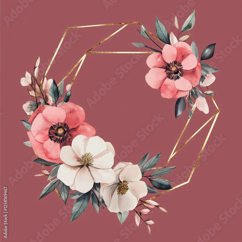 Pink Watercolor Floral Frame