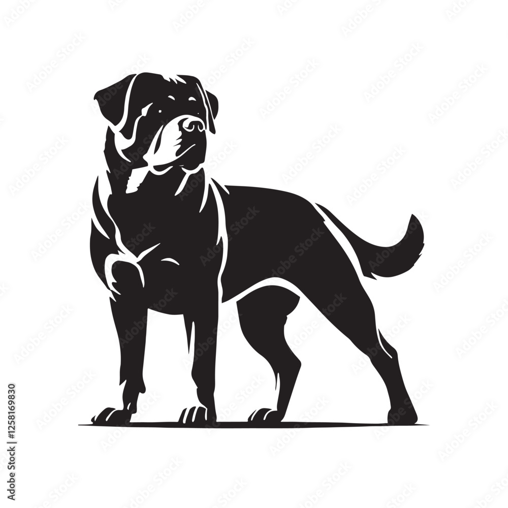 Obraz premium Eye-catching Rottweiler silhouette for logos and stylish designs - Rottweiler illustration - minimal Rottweiler vector - dog silhouette 