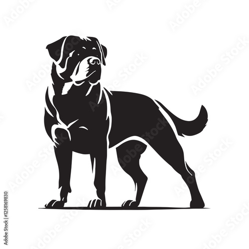 Eye-catching Rottweiler silhouette for logos and stylish designs - Rottweiler illustration - minimal Rottweiler vector - dog silhouette
