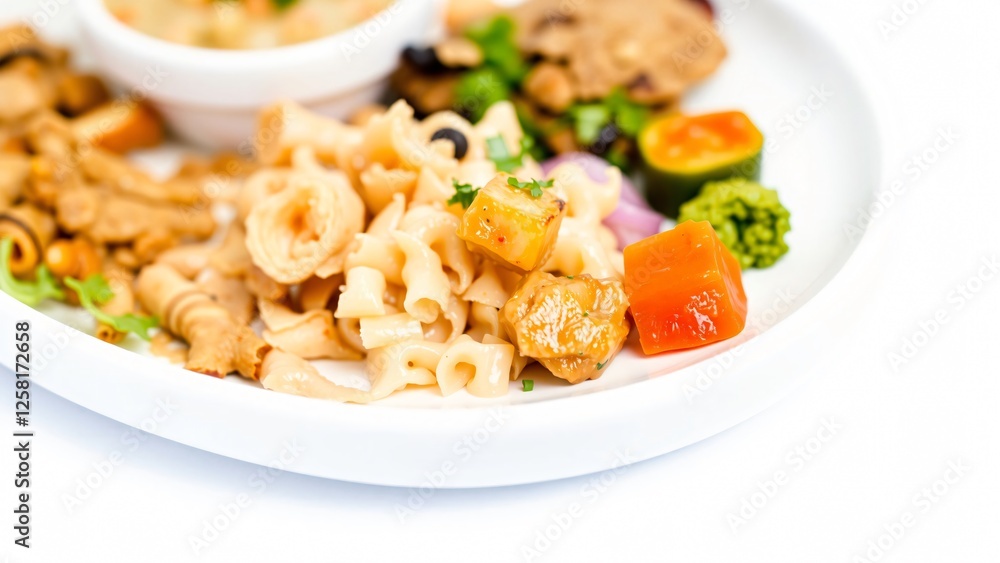 Delicious and Healthy Gourmet Pasta Dish with Vegetables and Meat Delicious and Healthy Gourmet Pasta Dish with Vegetables and Meat